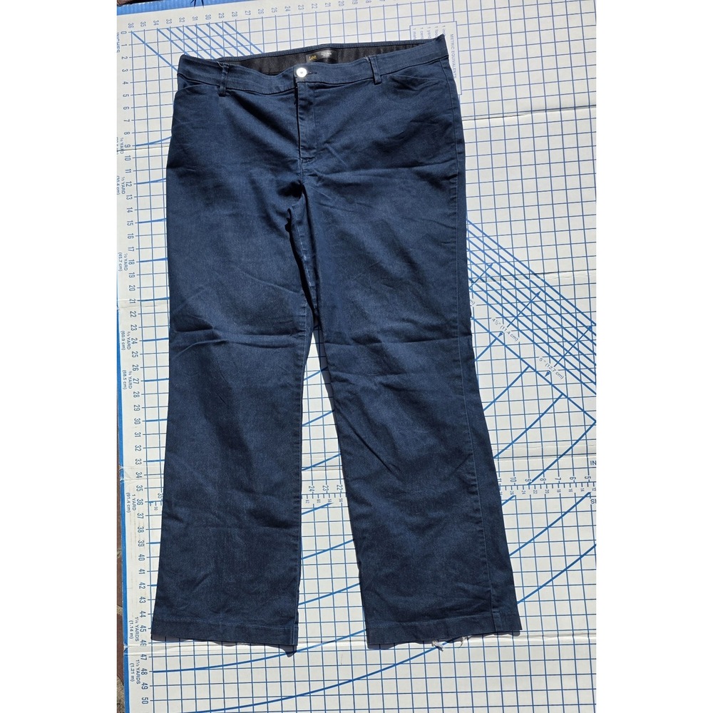 Lee Flex Motion Trousers Size 18 Long Pants Stretch Black Regular Fit Mid Rise
